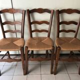 Wooden and straw chairs