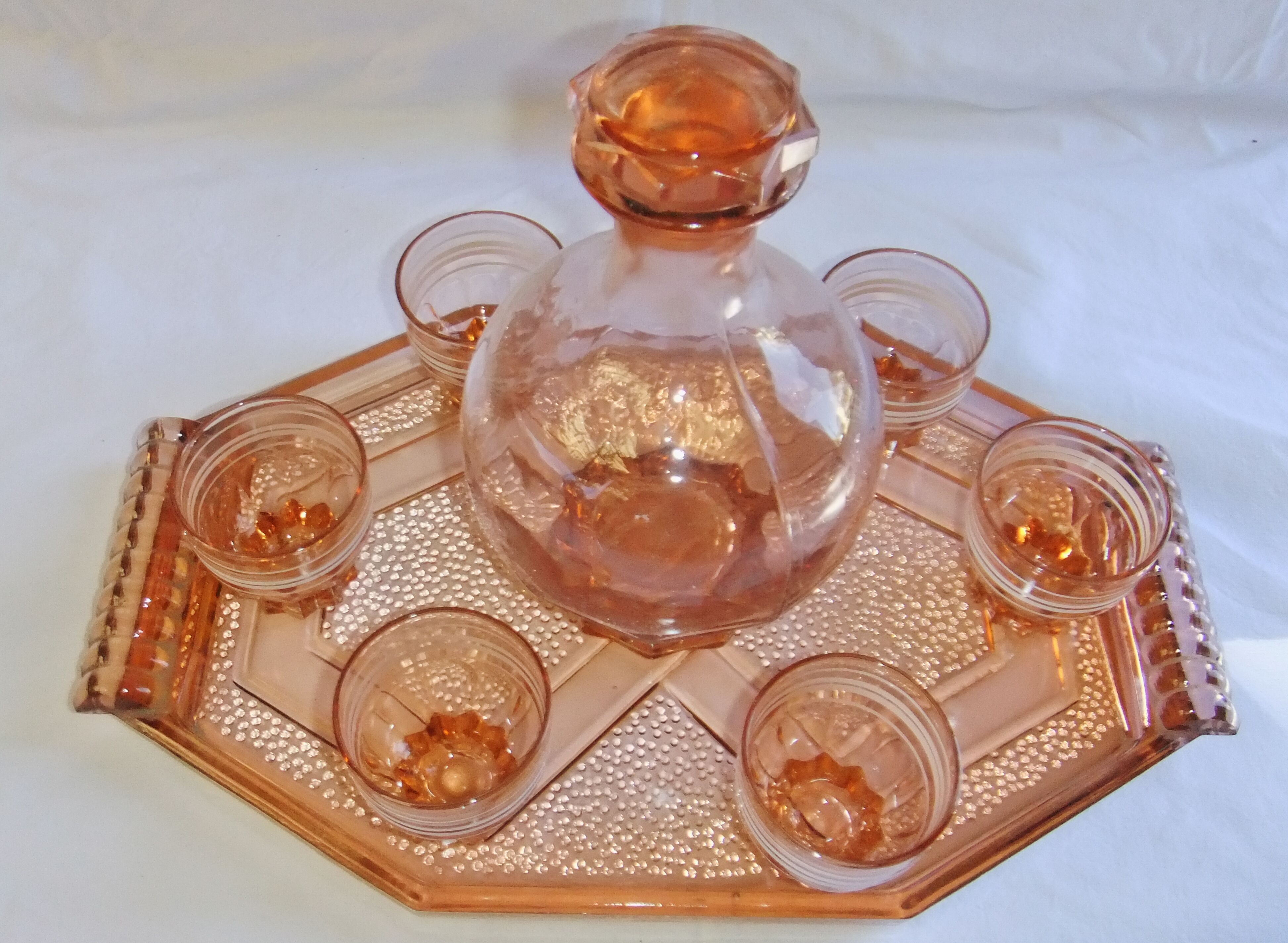 Art Deco liquor service in glass