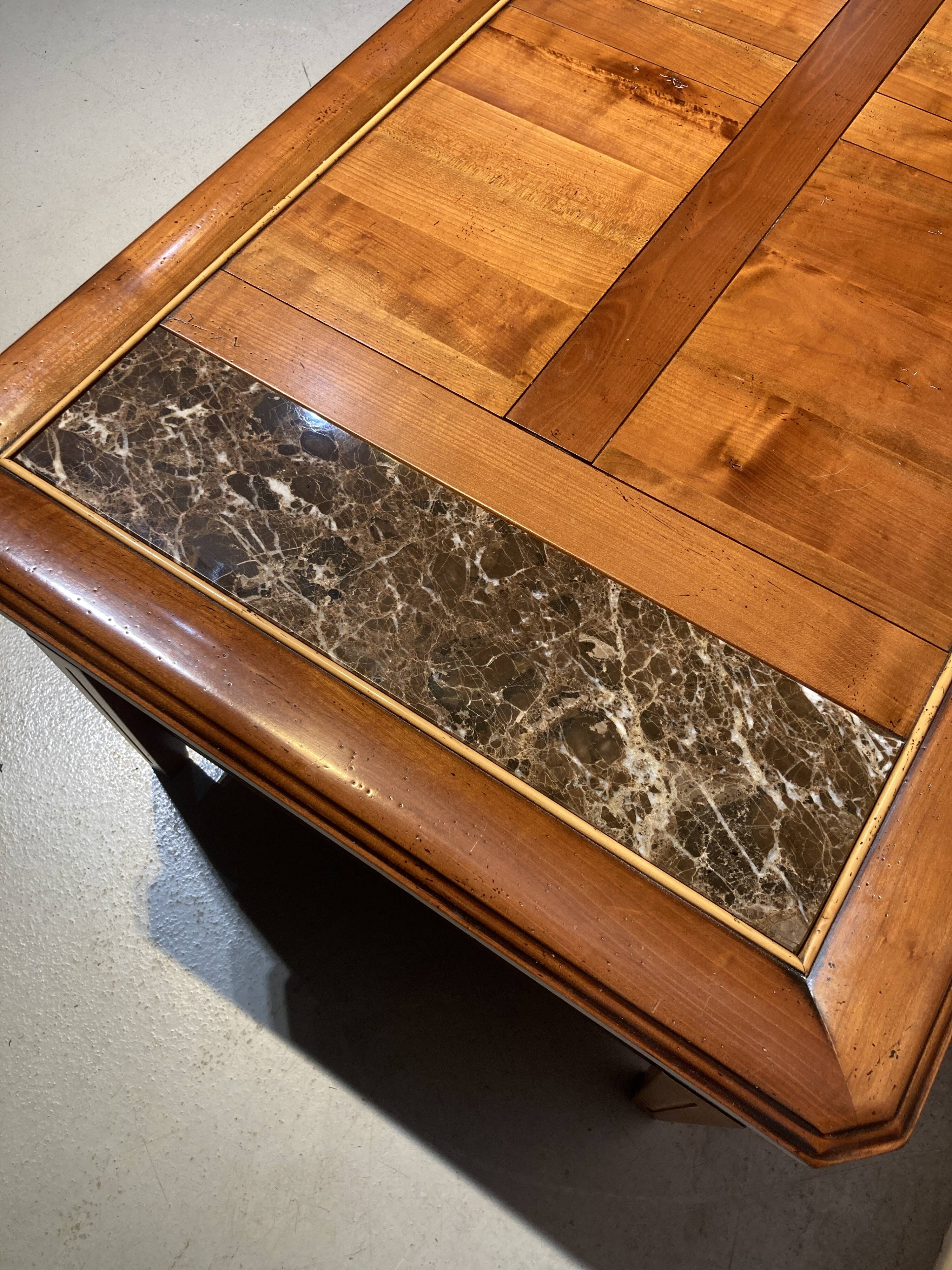 Wood and marble coffee table