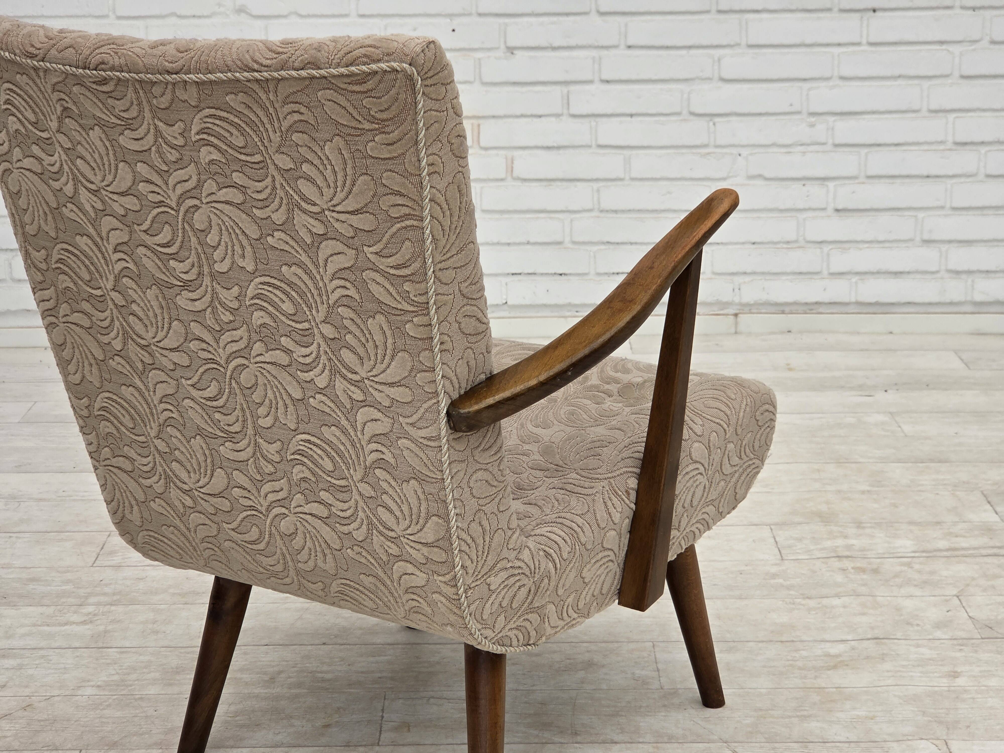 1960s, Danish armchair, furniture wool, beech wood.
