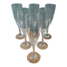 Series of 6 Arques crystal champagne flutes, Granville model