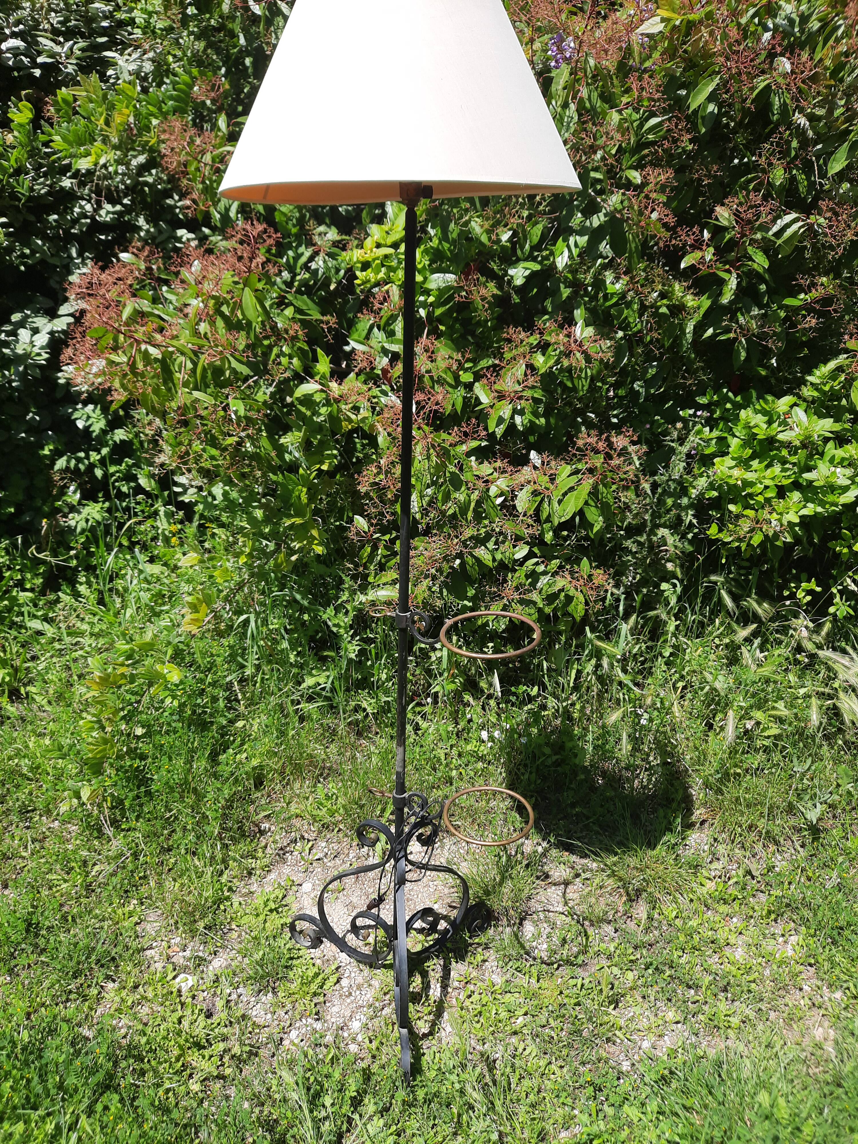 Wrought iron floor lamp with plant holder from the 50s/60s