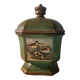 Vintage ceramic tobacco pot with bird decor