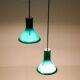 2 suspensions “Mini P&T" en verre vert Holmegaard Michael Bang, années 1970