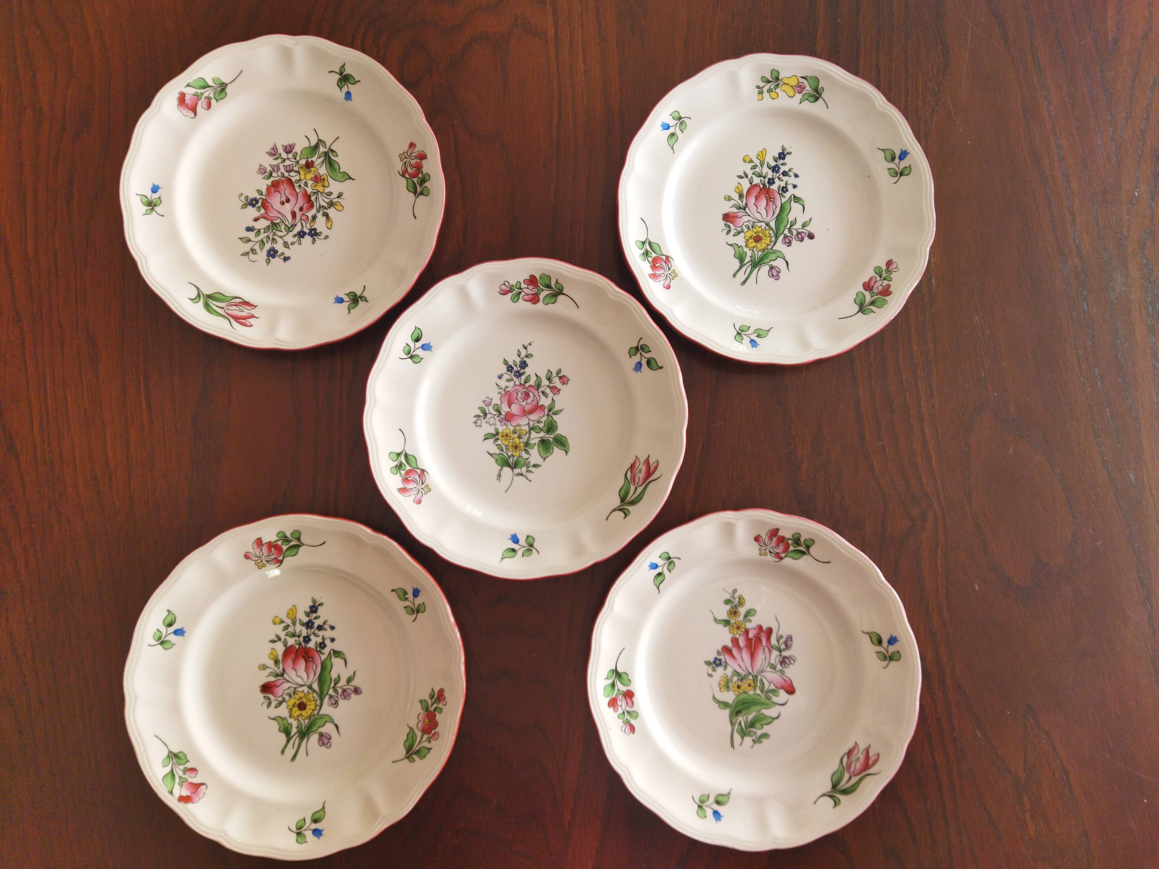 5 assiettes à cake "Réverbère fin" KG Lunéville