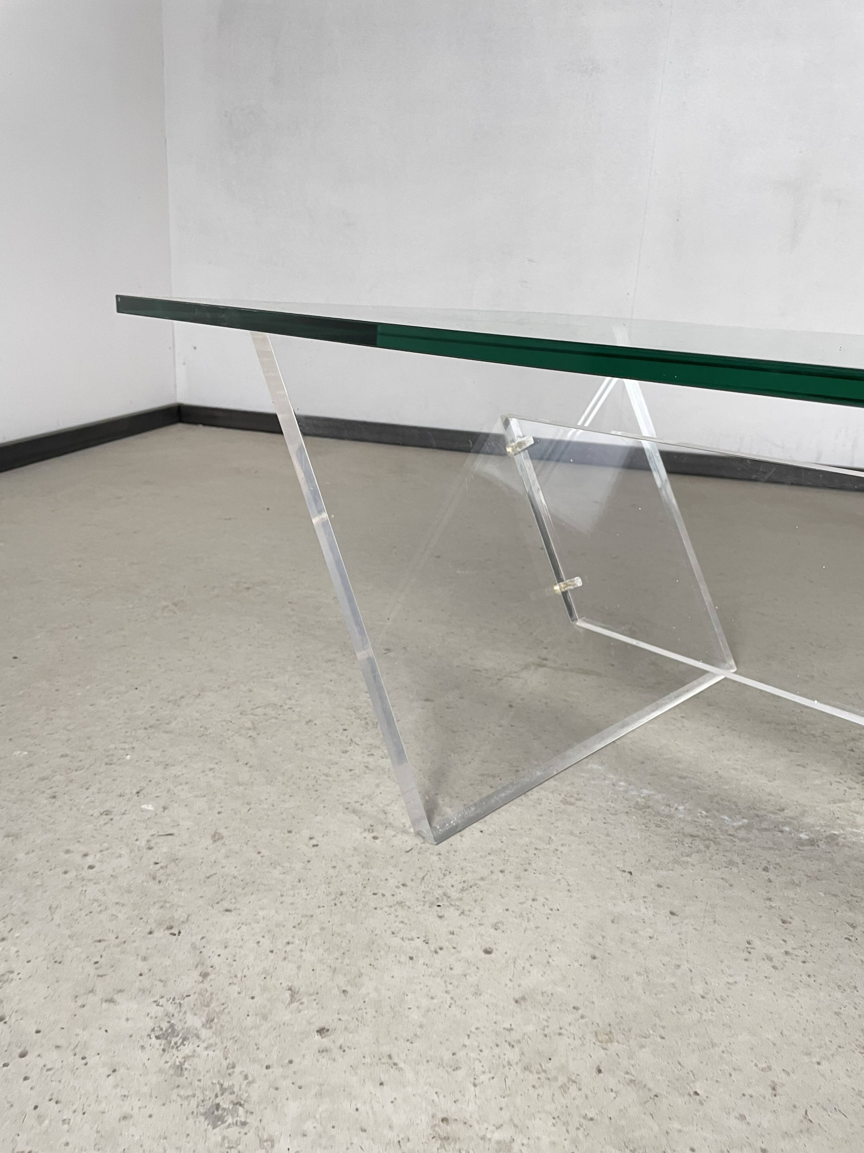 1970s plexiglass coffee table