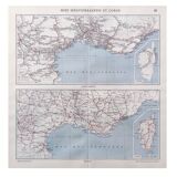 Old map of Corsica and southern Mediterranean France 43x43cm from 1950