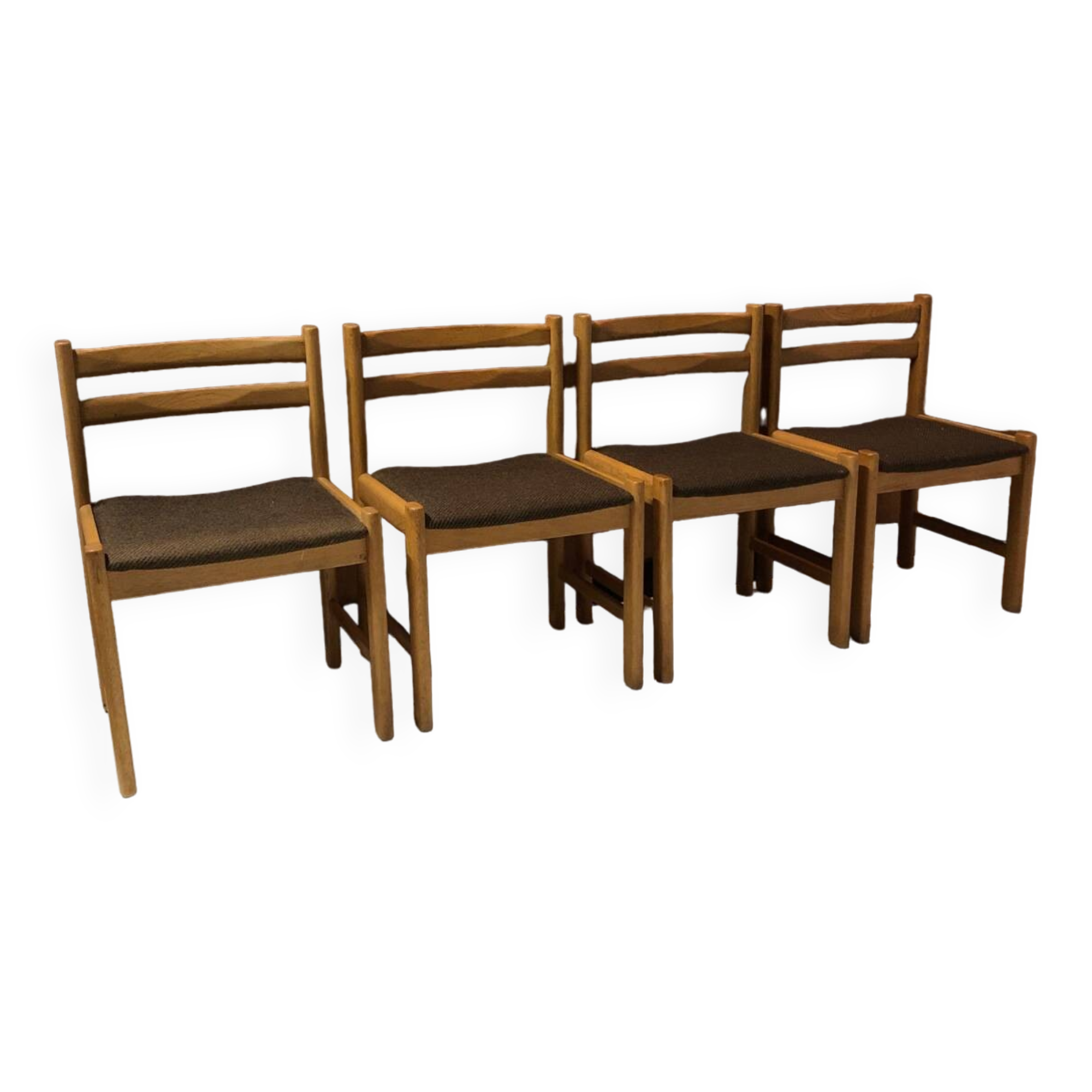 4 vintage solid wood chairs circa 1970