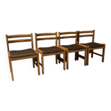 4 vintage solid wood chairs circa 1970