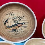 Fish service, Main course and 10 plates Sarreguemines Granville, vintage