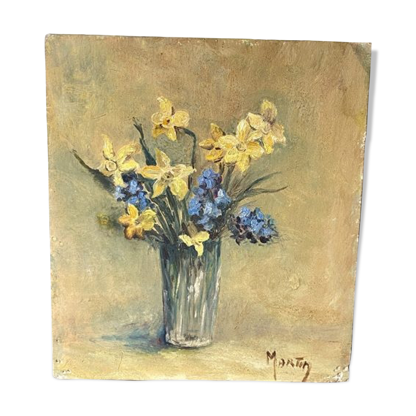Oil on flower bouquet panel