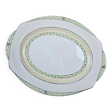 Oval English plate Burleigh Ware – Cream & green – Made in England
