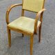 Fauteuil de bureau bridge bois courbé et cuir jaune
