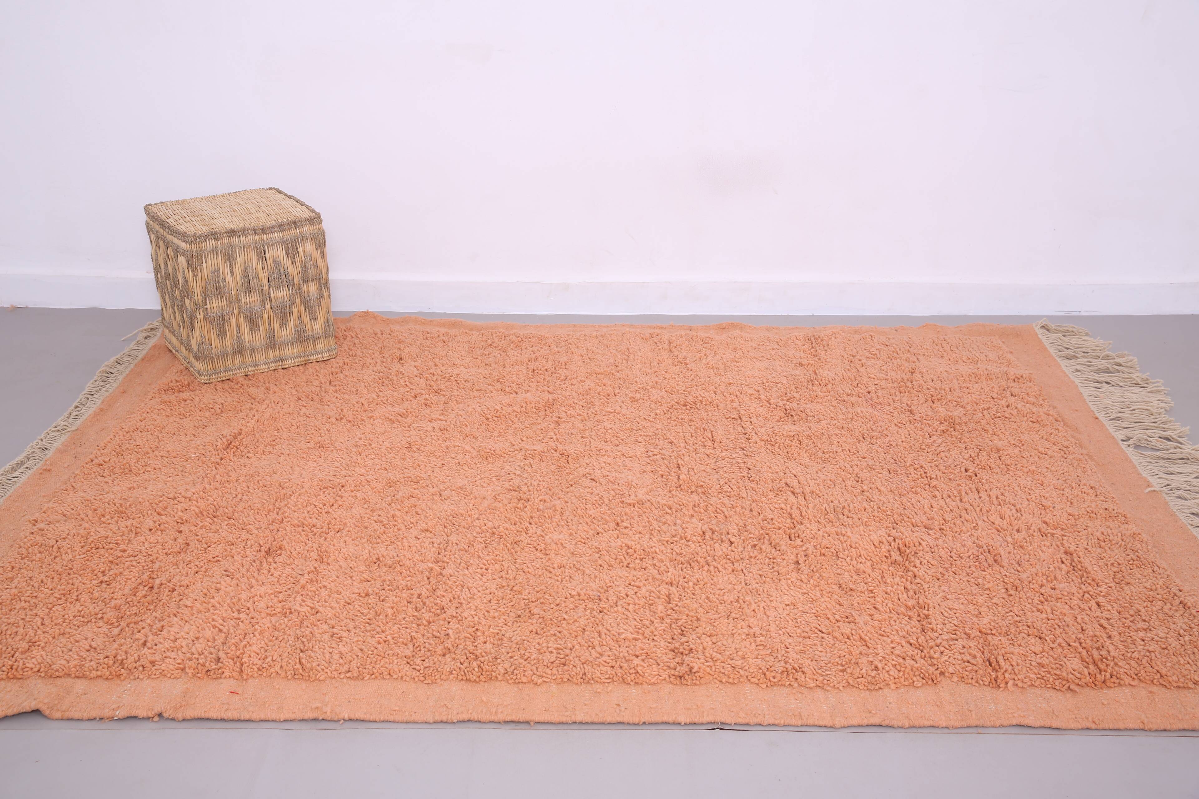 Peach Vintage Moroccan Rug 187 x 252 cm - Handmade Berber Wool Rug Boho