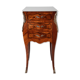 Old bedside in rosewood marquetry, Louis XV style