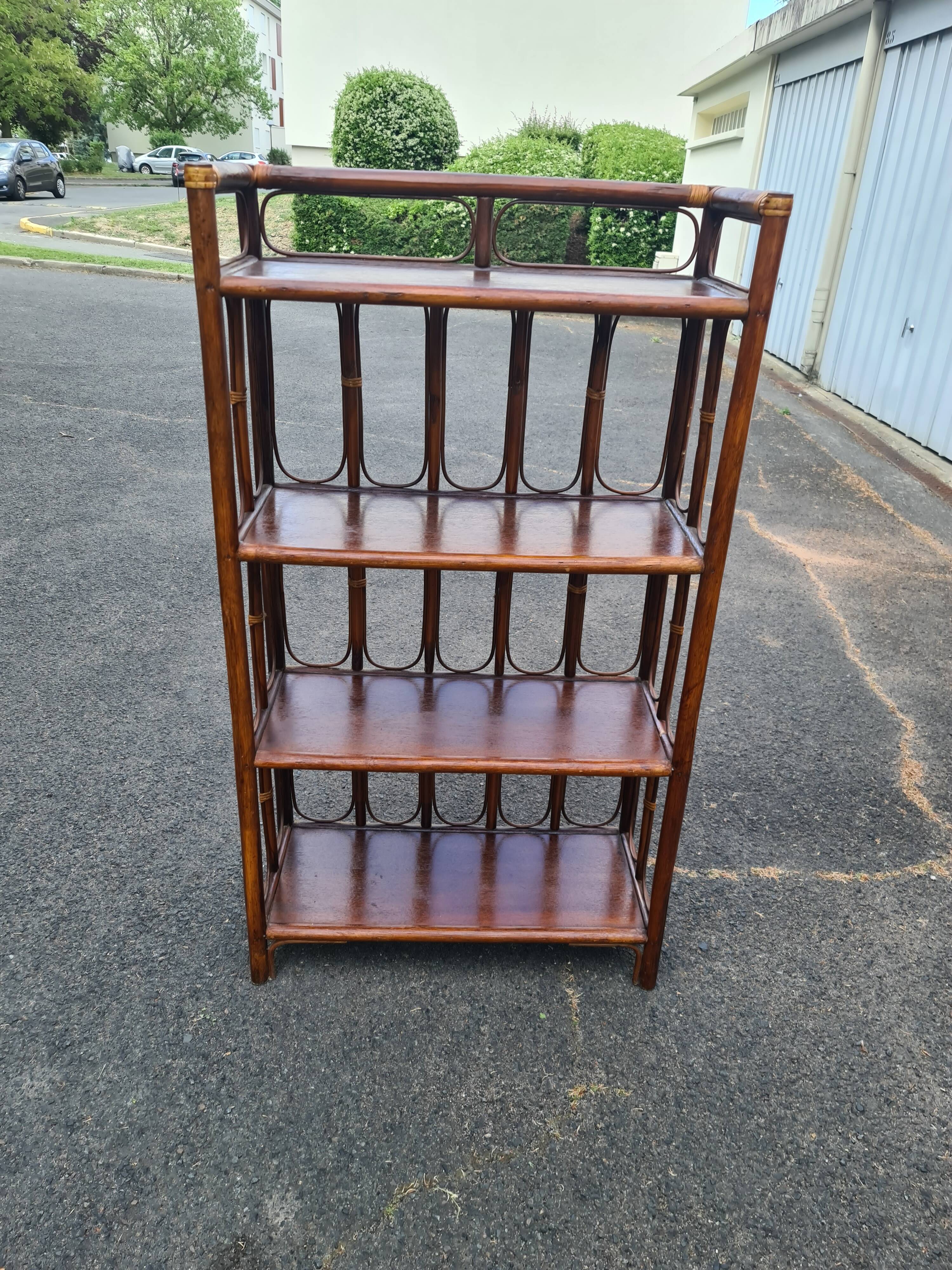 Vintage bamboo rattan shelf
