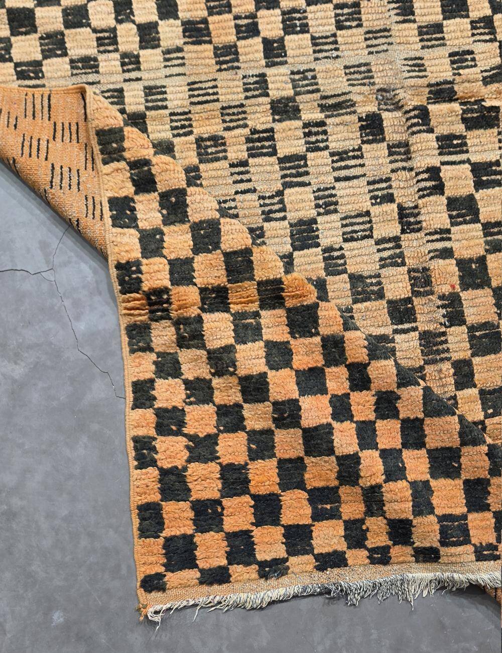 Tapis vintage à damier - 227 x 171 cm