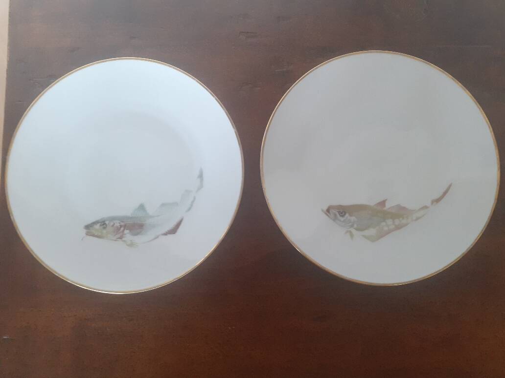 set of 4 Bavaria Hutschenreuther porcelain fish plates