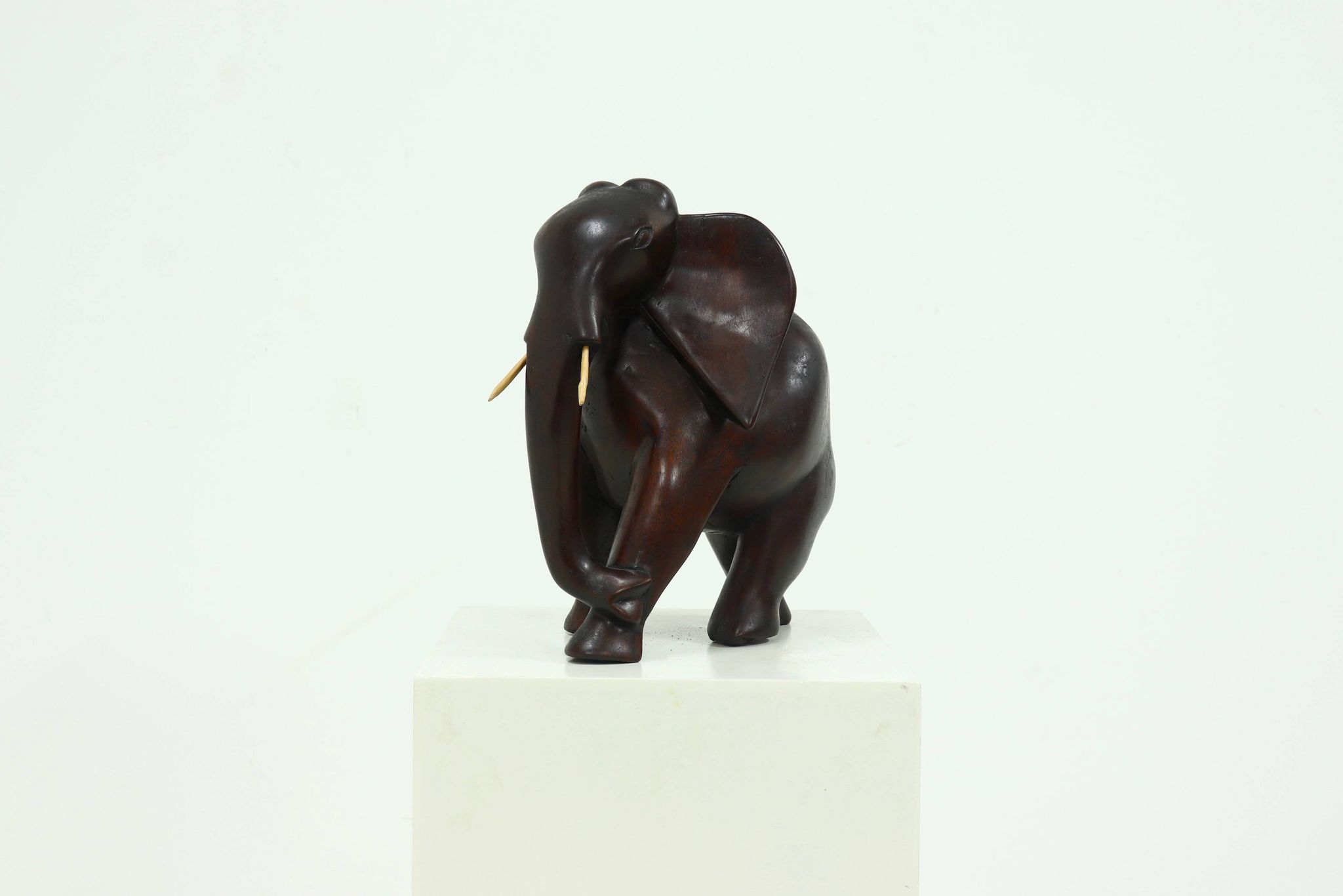 Large Mahogany Sculptural Elephant 1970s