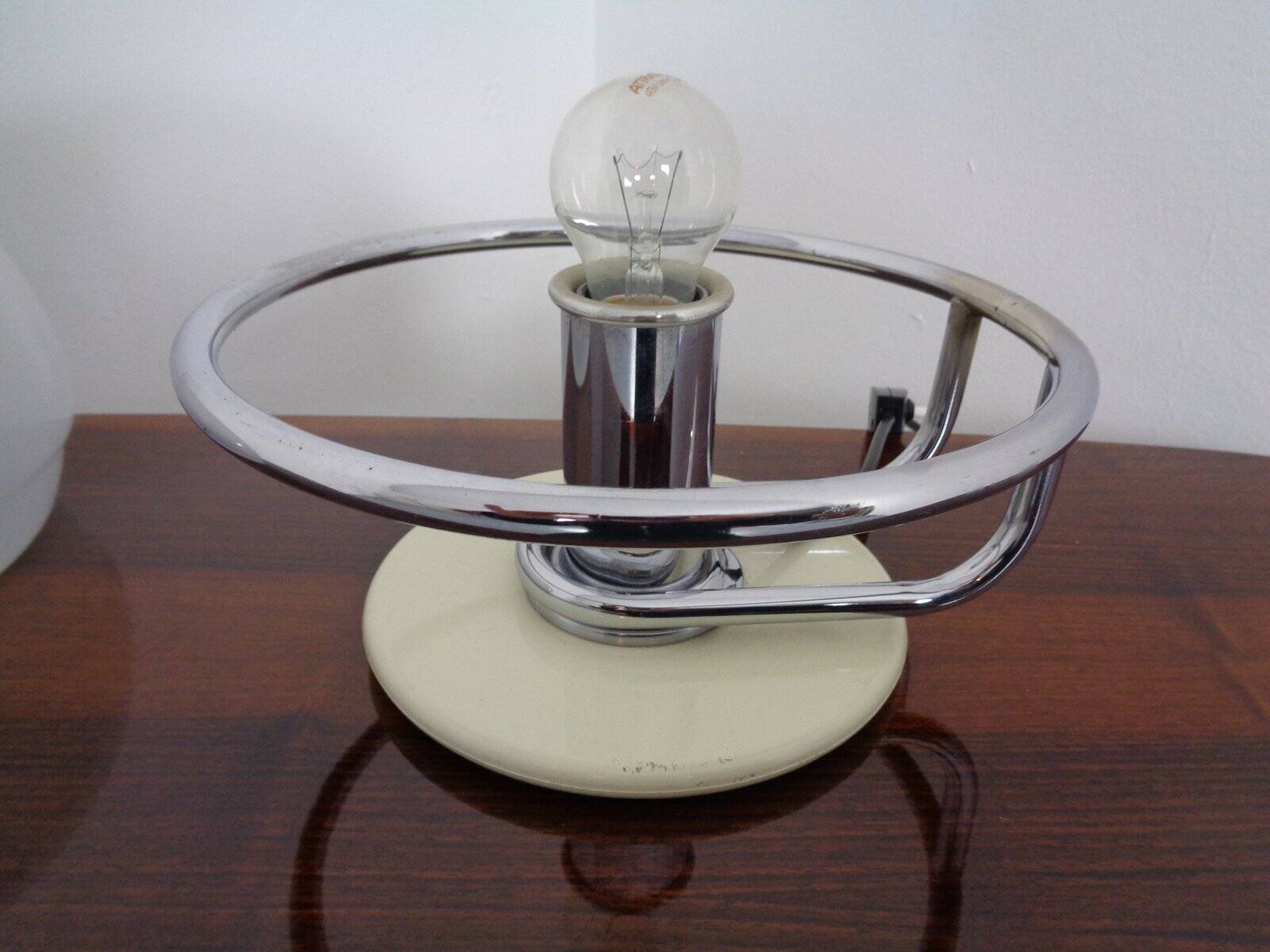 Italian Glass & Chromed Steel Table Lamp, 1960s