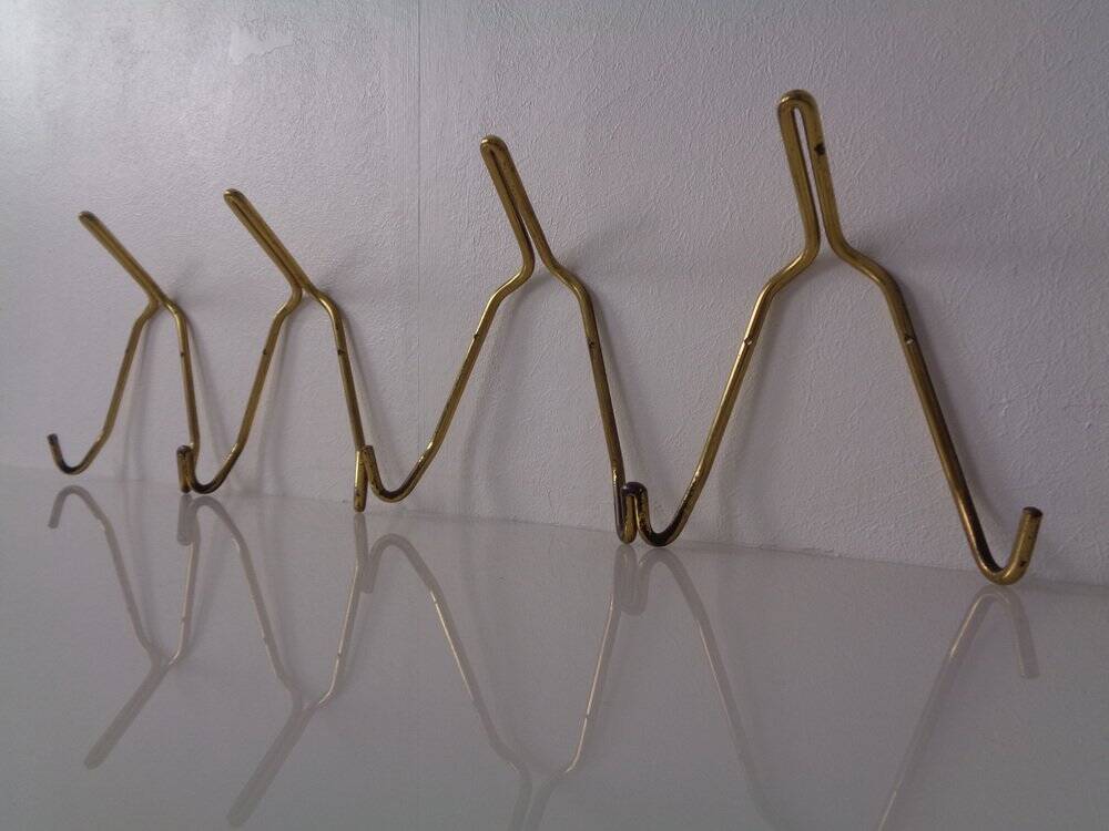 Mid-Century Brass Coat Hooks, 1950s, Set of 2