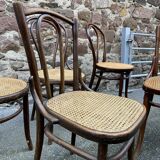 Set of 6 Thonet Fischel restaurant bistro chairs mismatch curved wood