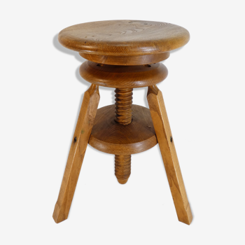 Ancien tabouret d'architecte en bois