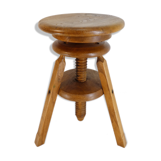 Ancien tabouret d'architecte en bois