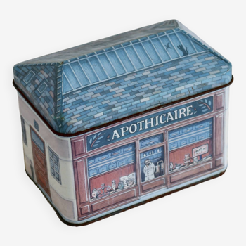 Vintage iron storage box apothecary / herbalist house shape