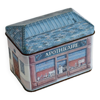 Vintage iron storage box apothecary / herbalist house shape