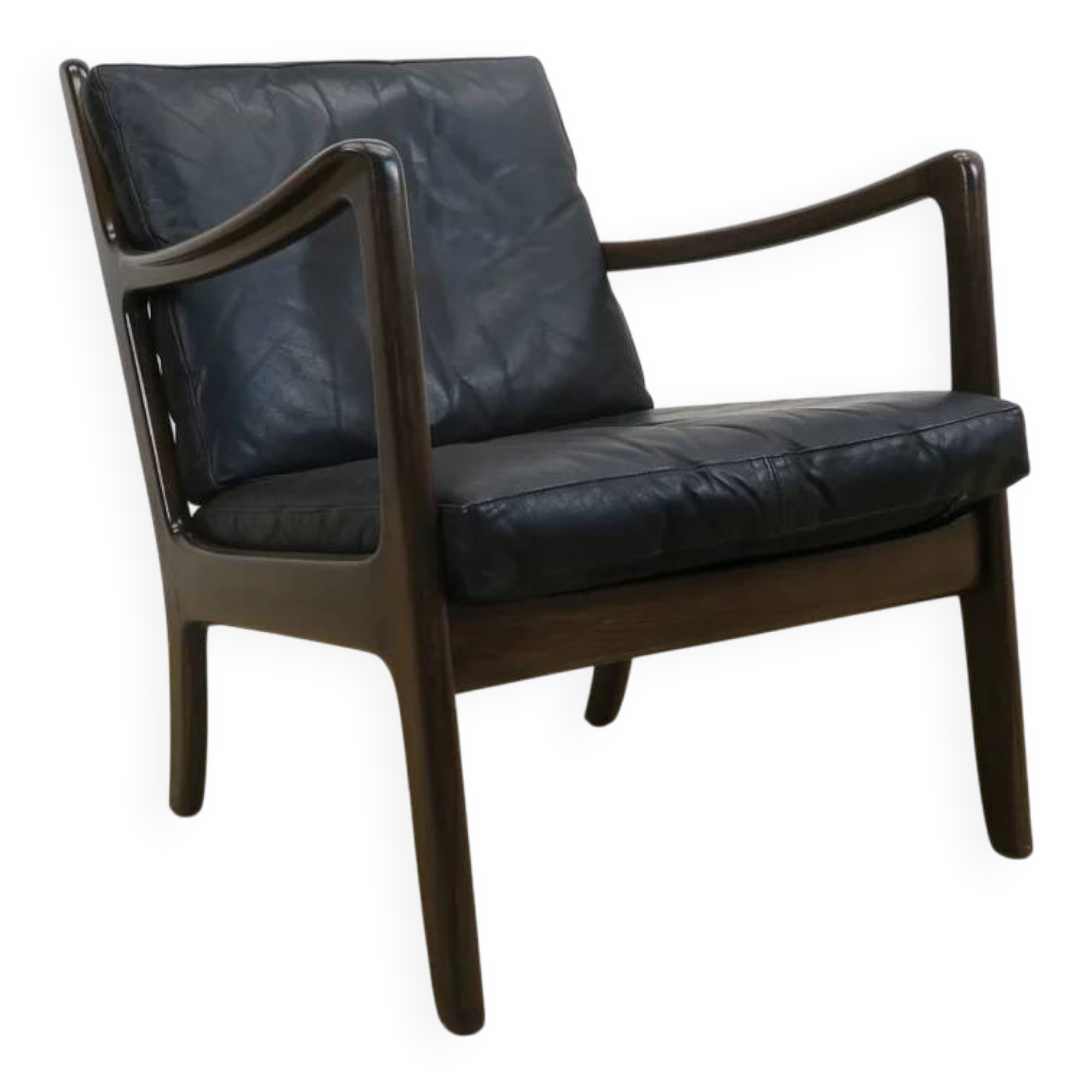Scandinavian armchair in teak and leather, 1960s