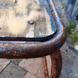 Square stool industrial workshop metal and wood tube