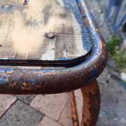 Tabouret carré atelier industriel tube métal et bois