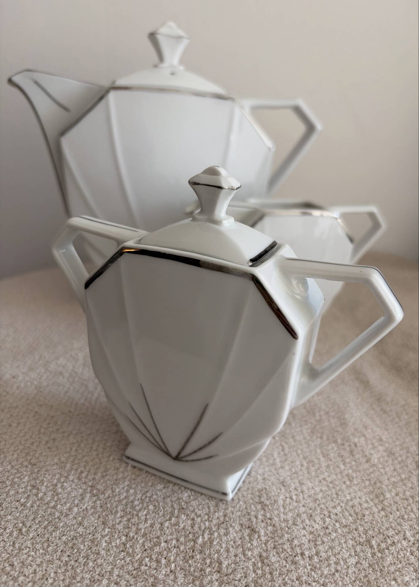 Art Deco Porcelain Coffee/Tea Trio by Victoria Czechoslovakia, 1930s