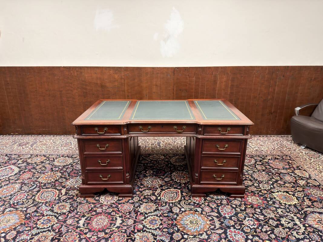 English Chesterfield Desk with Green Leather