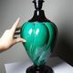 Large vintage Mathias lamp in green and black ceramic, 1970s.