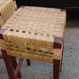 Series of 3 mahogany bar stools and mulching of Mexico manufacturing around 1950