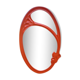 Vintage mirror enamelled cast iron orange