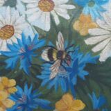 Jetty of field flowers and bee signed 1895