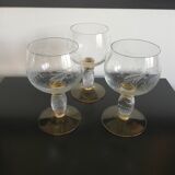 Set of 3 crystal wine glasses