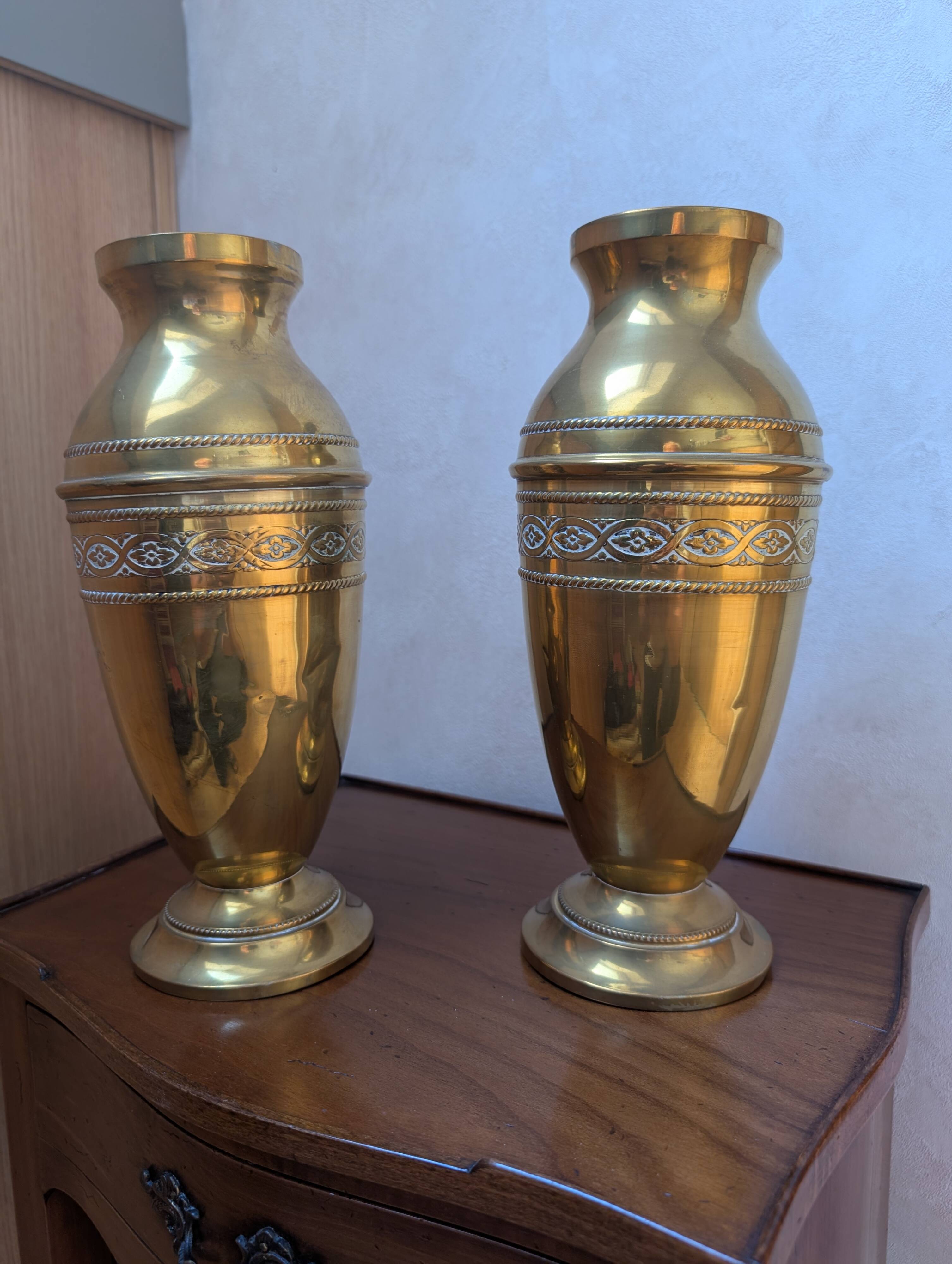 Brass vases from the early 20th century