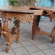 Napoleon III Louis XV style oak table with two extensions, 10 place settings, late 19th century