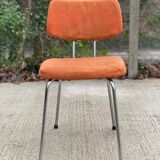 Scandinavian chair in orange fabric and chrome steel