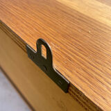 Vintage wall display case 1950 oak and wicker