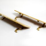 Two 1960s large Aldo Tura shelves made of wood and goatskin in beige