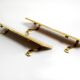 Two 1960s large Aldo Tura shelves made of wood and goatskin in beige
