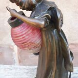 Art nouveau bronze lamp, by léo laporte blairsy et daum