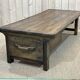 Coffee table early XXth fir with 2 drawers