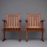 Set of four pine Scandinavian armchairs 1930