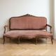 Ensemble canapé ancien en velours rose : L 173 cm × H 103 cm × P 67 cm